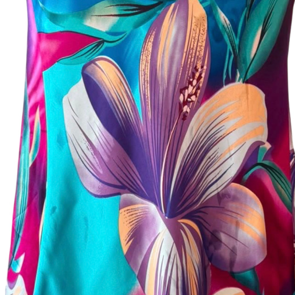 Caché Silk Halter Vibrant Watercolor Floral Beaded Mermaid Maxi Dress Size 6 NWT - Picture 10 of 13